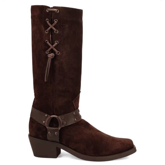 Dingo Women's Bronco Suede Leather Boot Harness Natural Cream Sz 11 New w/ Flaws - Picture 4 of 16